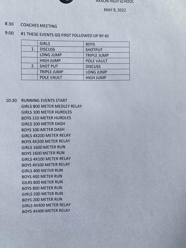 JH league track schedule. 